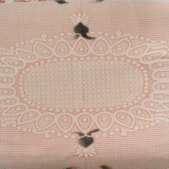 Heart Home Flower Printed Home Decorative Luxurious 4 Seater Cotton Center Table Cover/Table Cloth, 40"x60" (Red & Cream)-44HH098