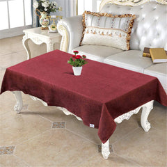 Heart Home Jute Center Table Cover, 40"x60" (Maroon)