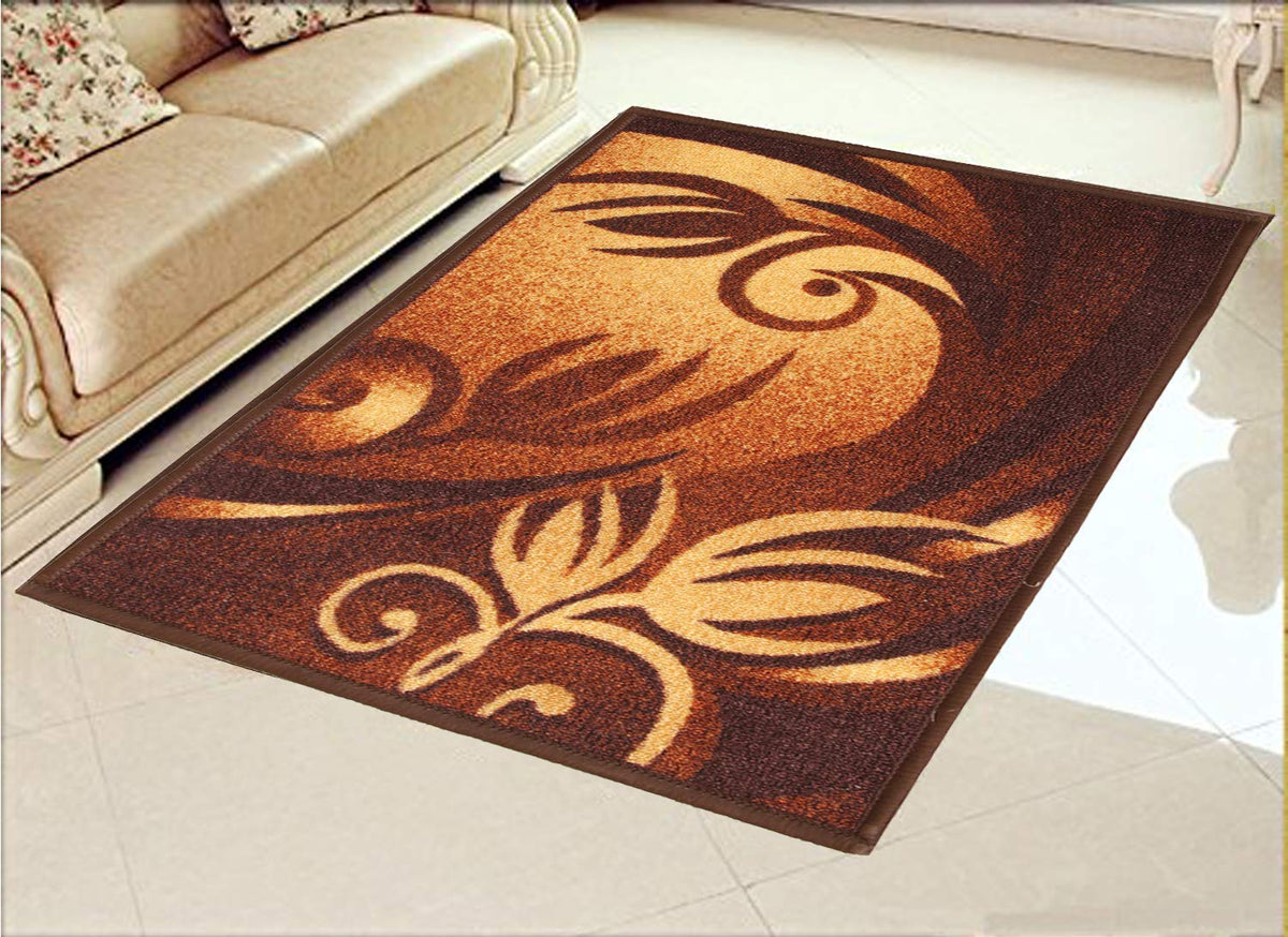 Kuber Industries Flower Design Cotton Carpet - 47" x 79" x 0.39", Brown