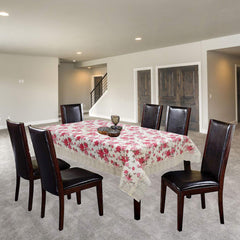 Kuber Industries Dining Table Cover 6 Seater|Floral Table Cover 6 Seater|Table Cover for Home D cor|Cream