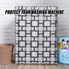 Heart Home Washing Machine Cover | Big Check Washing Machine Cover | Soft PVC | Front Load Washing Machine Cover | Gray