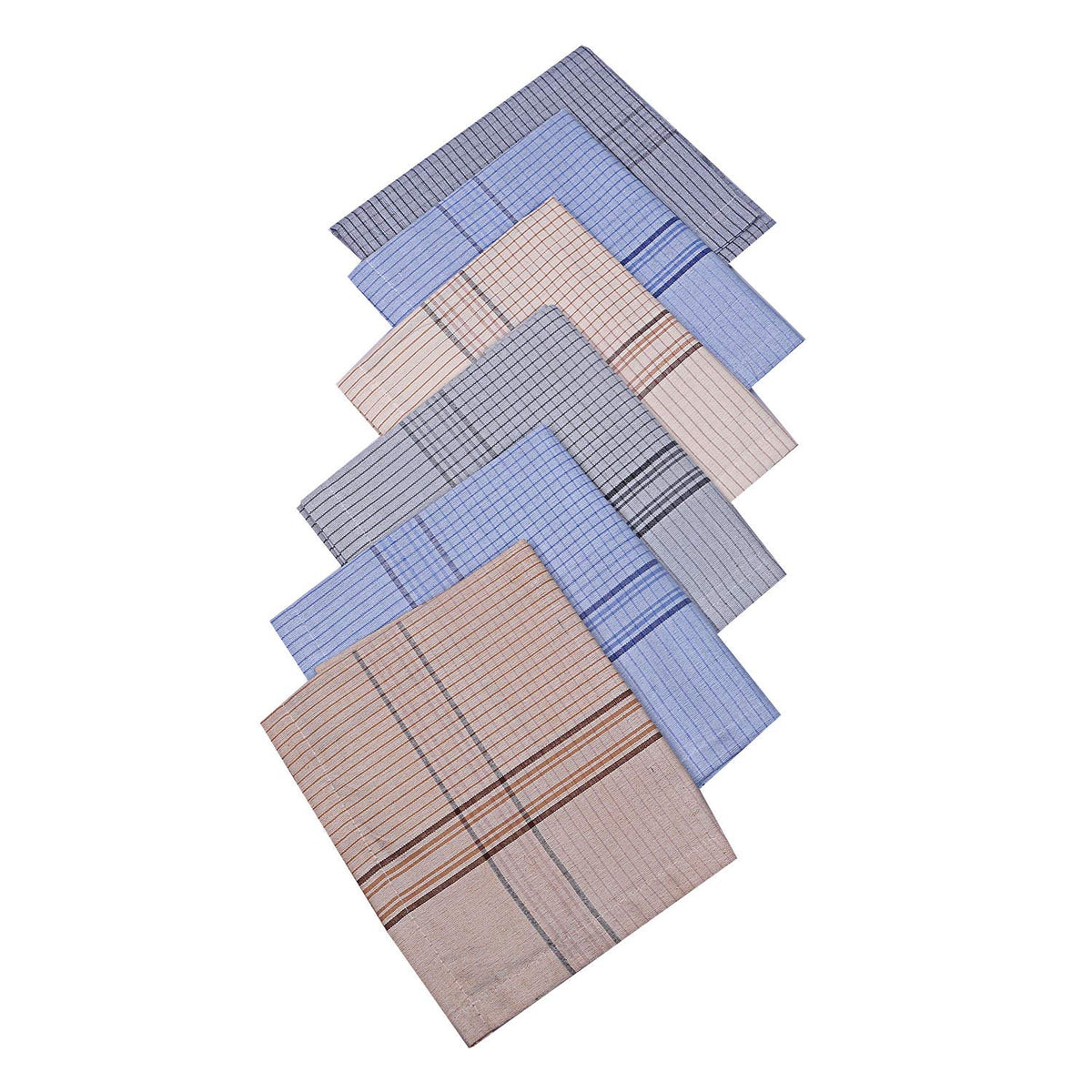 Kuber Industries Checked Design Cotton 6 Pieces Men's Handkerchief Set - Multi