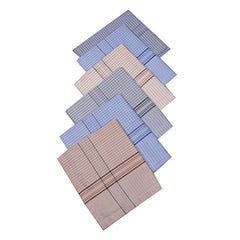 Kuber Industries Checked Design Cotton 6 Pieces Men's Handkerchief Set - Multi