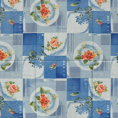 Heart Home Floral Print PVC Center Table Cover/Table Cloth for Home Decorative Luxurious 4 Seater, 60"x36" (Blue) 54HH4266.