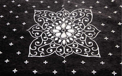 Kuber Industries Flower Design Cotton 4 Seater Center Table Cover (Black)-CTKTC024266