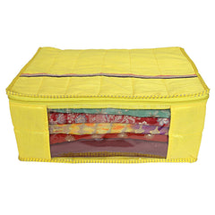 Kuber Industries 3 Piece Raw Silk Saree Cover, Yellow