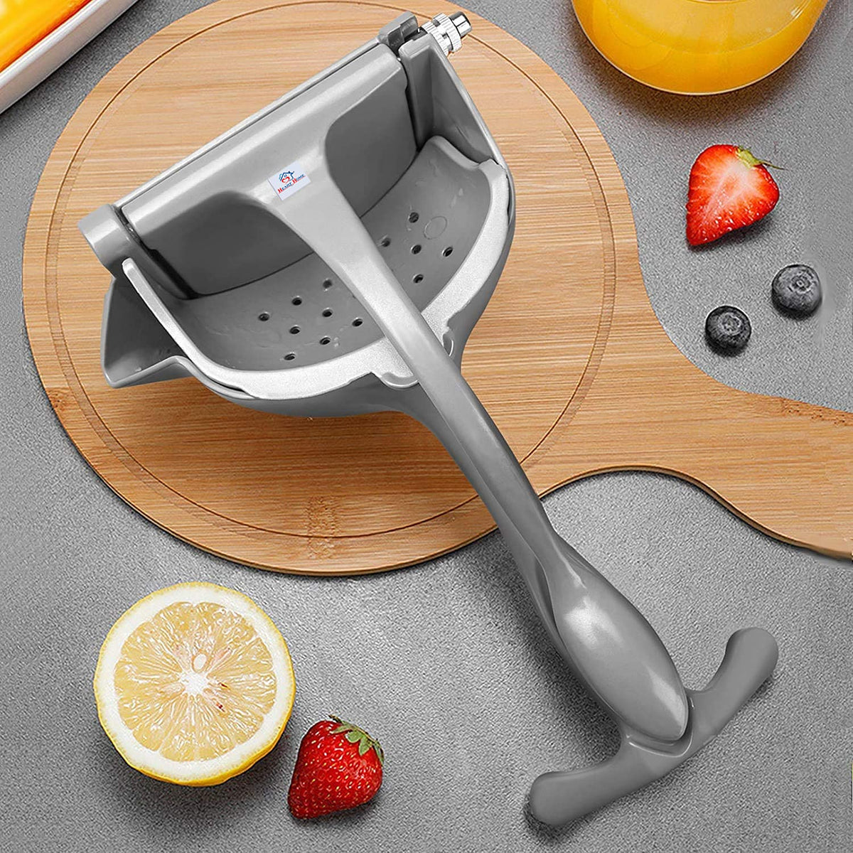 Heart Home Heavy Aluminum Hand Press Fruit Juicer Lemon Squeezer (Grey)