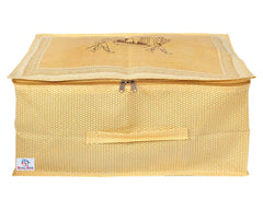 Heart Home Doli Printed Non-woven Foldable Underbed/Storage Bag/Wardrobe Organizer (Gold) 54HH4294.