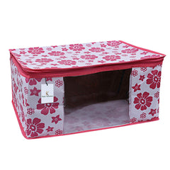 Kuber Industries 3 Piece Non Woven Saree Cover Set, Pink,Large Size -CTKTC6424