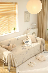 Kuber Industries Decorative Chenille Sofa Throw|Throw for Sofa, Bed & Couch|Ideal for Indoor & Outdoor 70x51 Inches (Off White)