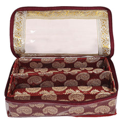 Heart Home Multipurpose Carry Design Laminated 2 Rod Bangle Box/Organizer/Case With Tranasparent Top - Pack of 2 (Maroon)-47HH079