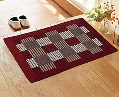 Kuber Industries Checkered Modern Door Mat (Red, Maroon, Polyester, Standard)
