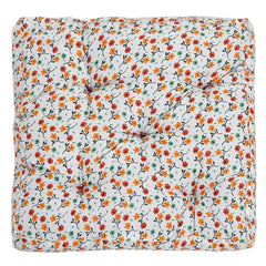 Kuber Industries Flower Printed Microfiber Square Chair Pad Seat Cushion for Rocking Chair, Office Chair, Dinning Chair, Indoor/Outdoor, 18 * 18 Inch- Pack of 4 (White), Standard