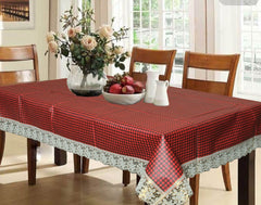 Kuber Industries Checkered PVC 6 Seater Dining Table Cover (Maroon) Pack of 1