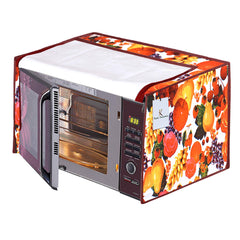 Kuber Industries Fruits Design PVC Microwave Oven Full Closure Cover for 25 Litre (White & Maroon) CTKTC33242