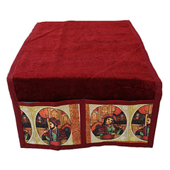 Kuber Industries King and Queen Design Velvet Oven Top Cover - Maroon (CTKTC03346)
