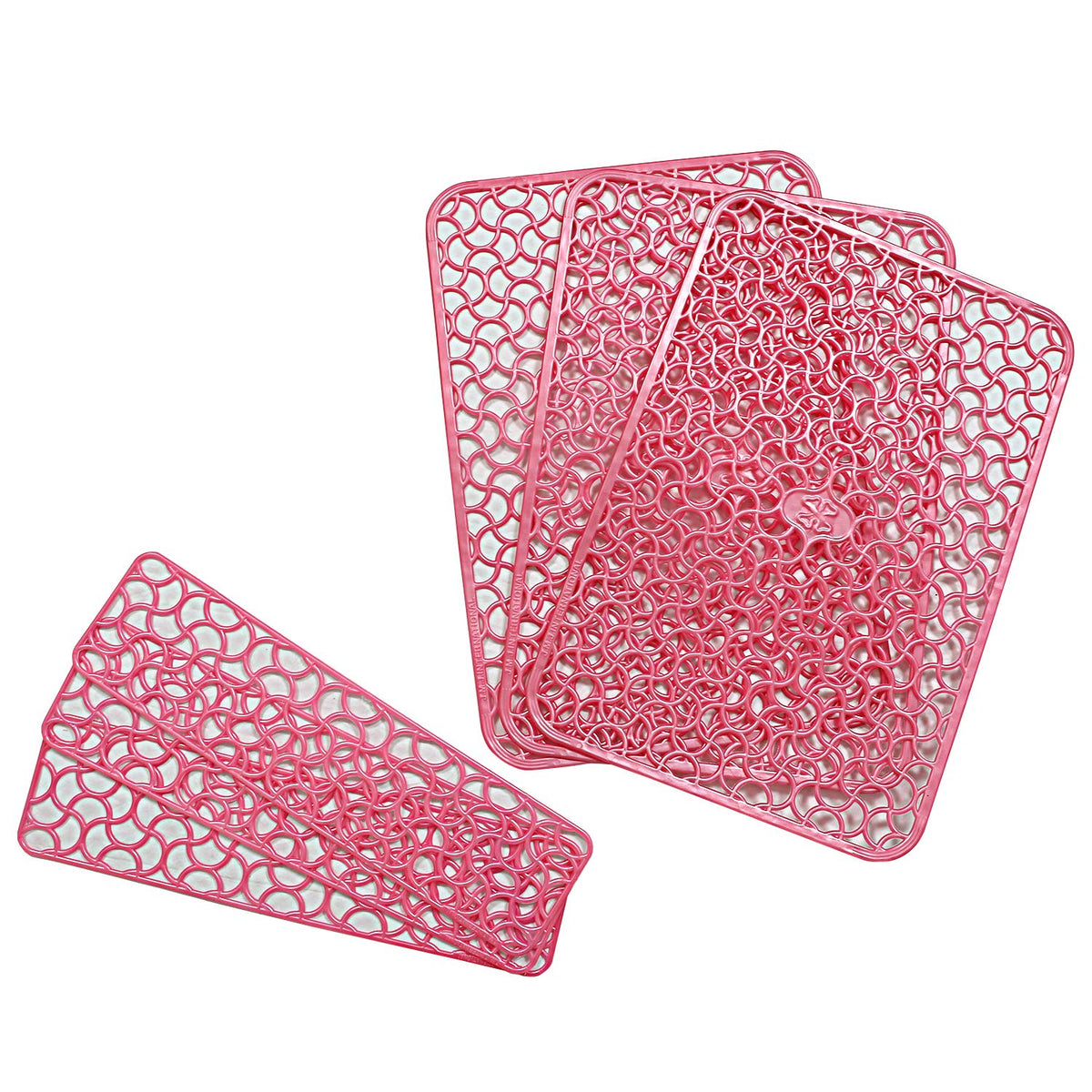 Kuber Industries Fridge Mat with Fridge Door Tray Mat 6 Pcs, Pink, Polyvinyl Chloride