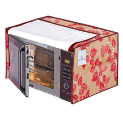 Kuber Industries Leaf Design PVC Microwave Oven Full Closure Cover for 20 Litre (Red) CTKTC33230