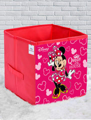 Heart Home Disney Minnie Print Non Woven Fabric Foldable Cubes Storage Box with Handle, Extra Large (Pink)-HHEART16159