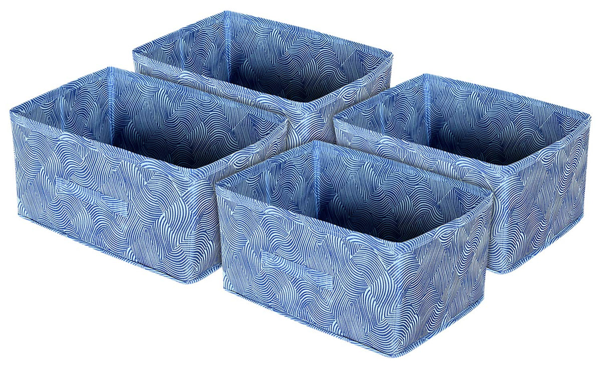 Kuber Industries Storage Box|Toy Box Storage For Kids|Foldable Storage Box|Pack Of 4 (Blue)