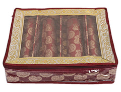 Kuber Industries Multipurpose Carry Design Laminated 4 Rod Bangle Box/Organizer/Case With Tranasparent Top - Pack of 2 (Maroon)-47KM087