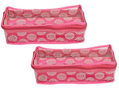Heart Home Carry Design Brocade Hardboard 2 Pieces One Rod Bangle Box (Pink) - CTHH18170
