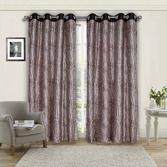 Kuber Industries Polyester Decorative 7 Feet Door Curtain|Tree Branches Print Blackout Drapes Curatin with 8 Eyelet for Home & Office, Pack of 2 (Coffee)