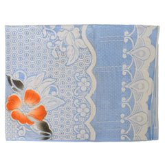 Kuber Industries Flower Printed Home Decorative Luxurious 4 Seater Cotton Center Table Cover/Table Cloth, 40"x60" (Ice Blue)-44KM088