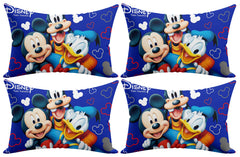 Kuber Industries Disney Team Mickey Print Silk Special Long Crush Pillow Cover- Set of 4, Royal Blue-KUBMART10044