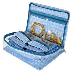 Kuber Industries Laminated Jewellery Organiser With 13 Transparent Pouches (Blue)