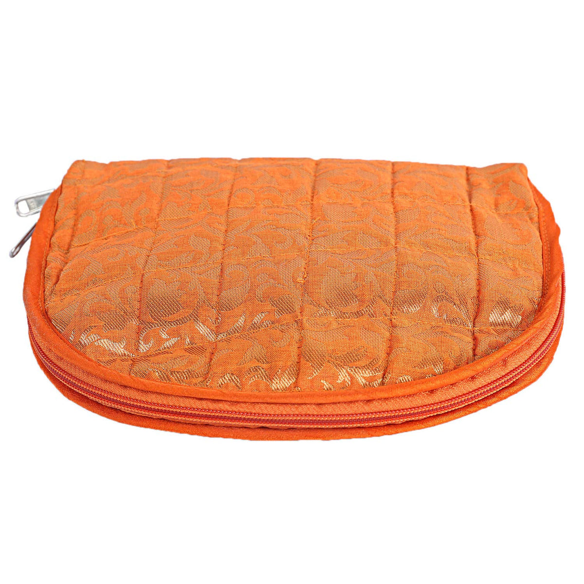 Kuber Industries Embossed Floral Design Cotton Jewellery Kit, Orange