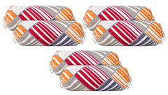 Heart Home Multi Check Printed Cotton Bolster Cover- Set of 6, 16"x32" (Magenta & Grey)-44HH0127