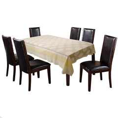 Kuber Industries Flower Design Shining Cotton 6 Seater Dining Table Cover 60"x90" (Cream) - CTKTC40140