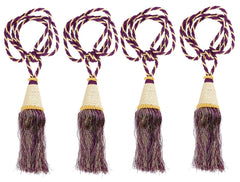Kuber Industries Beads Beautiful Design Polyester 4 Pieces Curtain Tie Back Tassel Set (Purple) CTKTC33583