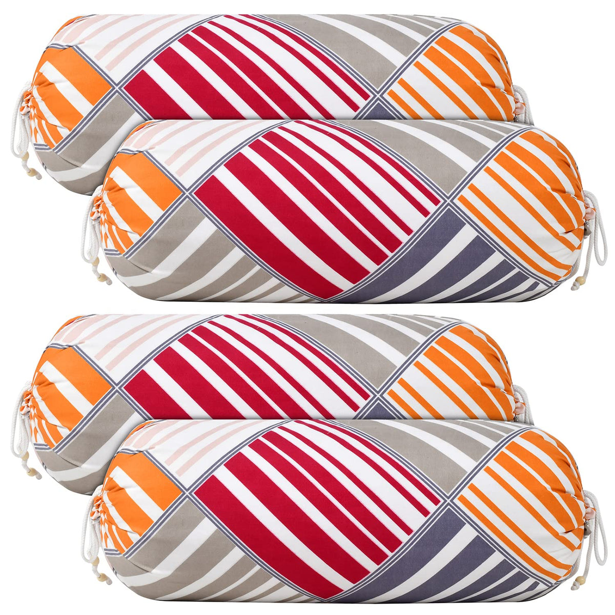 Kuber Industries Bolster Cover|Soft Bolster Pillow Cover for Bedroom, Living Room|Bolster Cover Set of 4|Magenta & Grey