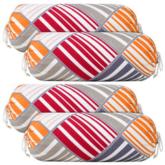 Kuber Industries Bolster Cover|Soft Bolster Pillow Cover for Bedroom, Living Room|Bolster Cover Set of 4|Magenta & Grey