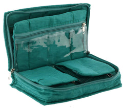 Kuber Industries Embroidery Design 2 Pieces Cotton Jewellery Kit, Green & Pink - CTKTC030604