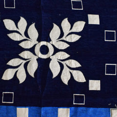 Heart Home Leaf Printed Velvet 4 Seater Center Table Cover,40"x60" (Navy Blue)-44HH075