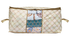 Heart Home Tartan Design Non-woven Underbed, Strorage Organizer With Transparent Window- Pack of 3 (Beige)-44HH0494