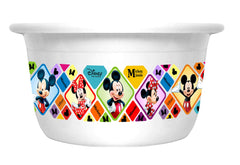 Kuber Industries Disney Mickey Minnie Print Plastic Bathroom Set of 5 Pieces with Bucket, Tub, Stool, Dustbin & Mug (White)-KUBMARTS15273 -HS_35_KUBMARTS17969