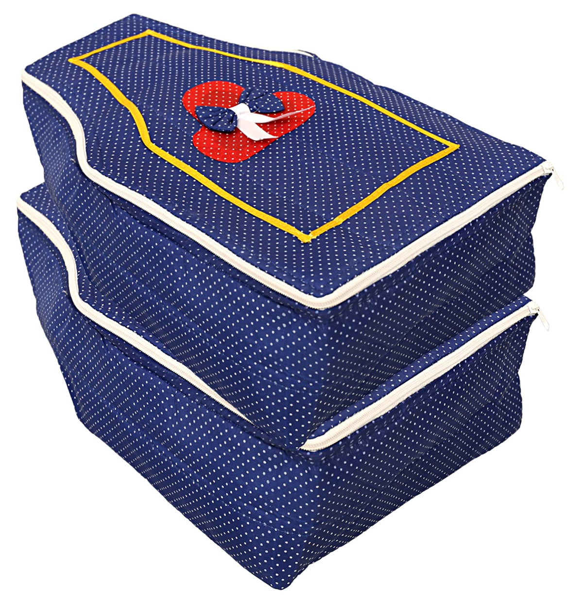 Kuber Industries Dot Printed Blouse Cover Bags|Small Garment Cover|Wardrobe Organiser for Clothes|Pack of 2 (Blue)