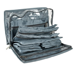 Kuber Industries Laminated PVC Travel Jewelry Organiser|Jewelry Storage Bags for All Jewellery|Zipper Closure With 13 Transparent Pouch|Size 30 x 20 x 11Cm, Pack of 1 (Grey)