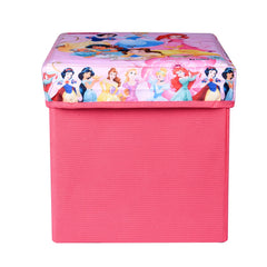 Kuber Industries Disney Princess Storage Sitting Stool | Foldable Storage Box | Storage Sitting Stool for Kids Room | Stool For Living Room | Storage Stool Box For Toys | Pink