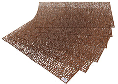 Heart Home Multiuses Seamless Holes Design Rubber Rectangle Table Placemat for Kitchen, Dining Table Set of 6 (Copper) 52HH4051