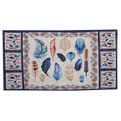 Kuber Industries Fridge Top Cover with 6 Utility Side Pockets|Birds Wings Design & Cotton Material| Size 94 x 54 CM (Cream and Blue)-CTKTC032705