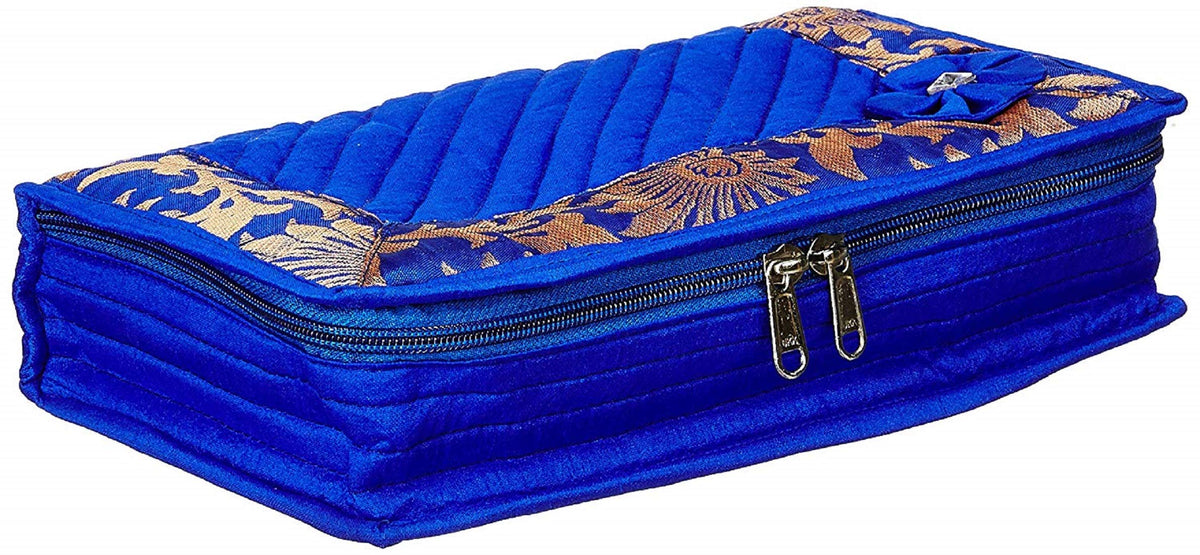 Kuber Industries Designer Cotton Jewellery Box, Blue, Standard (KU0416)
