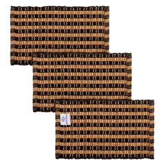 Heart Home Strips Design Cotton Door Mat for Porch/Kitchen/Bathroom/Laundry Room, 23"x14" Pack of 3 (Brown)-50HH01116