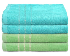Heart Home Soft Cotton Bath Towel for Hands, Face, Newborn Babies, Toddlers, Children, 19"x38"- Pack of 4 (Blue & Green)