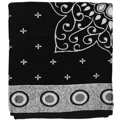 Heart Home Rangoli Printed Velvet 4 Seater Center Table Cover,40"x60" (Black)-44HH0111