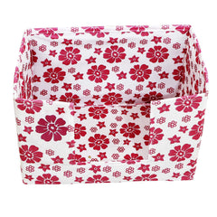 Heart Home Flower Printed Non-Woven Foldable Saree Stacker, Wardrobe Organizer, Storage Bin With Handle- Pack of 2 (Pink)-HS43HEARTH26360